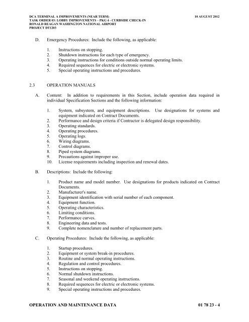 Attachment 1: Specifications - Metropolitan Washington Airports ...