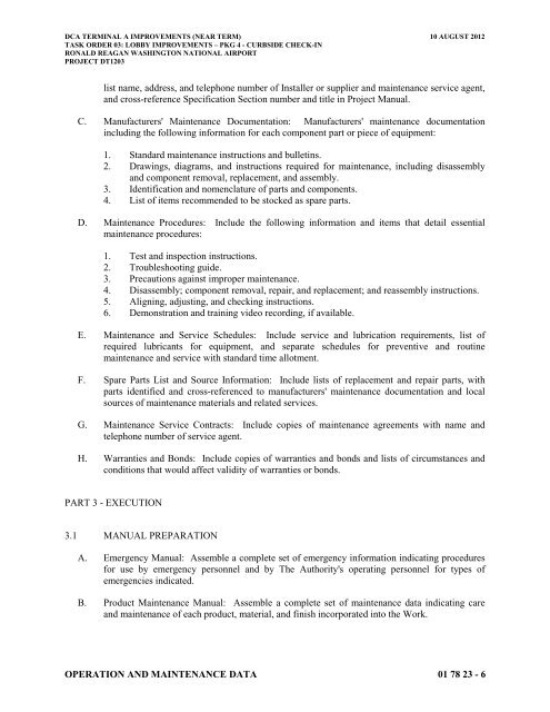 Attachment 1: Specifications - Metropolitan Washington Airports ...