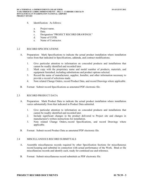 Attachment 1: Specifications - Metropolitan Washington Airports ...