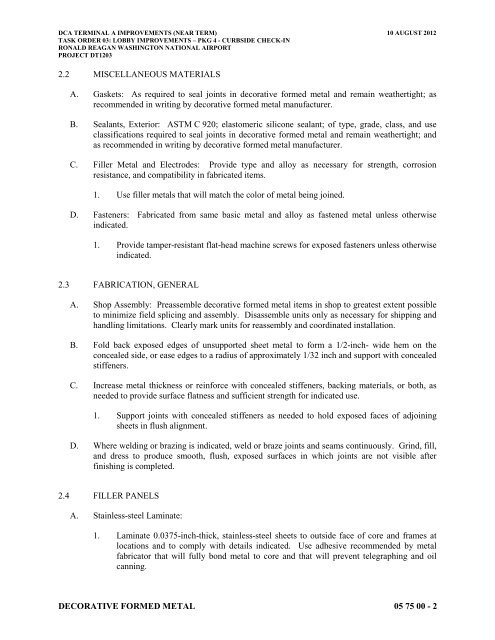 Attachment 1: Specifications - Metropolitan Washington Airports ...