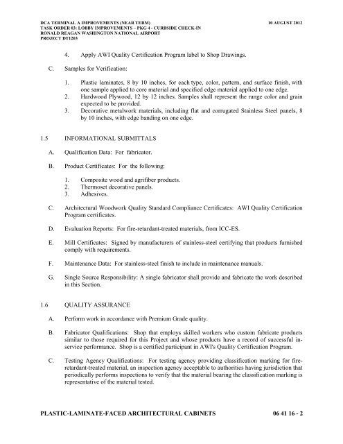 Attachment 1: Specifications - Metropolitan Washington Airports ...