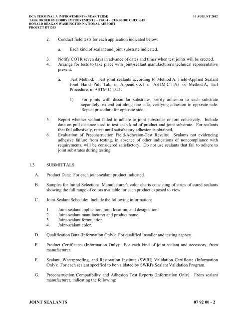 Attachment 1: Specifications - Metropolitan Washington Airports ...