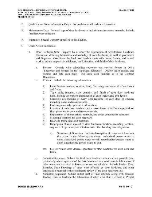 Attachment 1: Specifications - Metropolitan Washington Airports ...