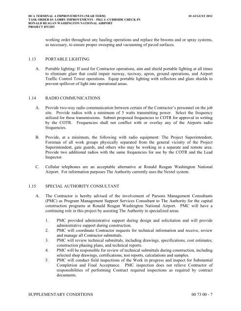 Attachment 1: Specifications - Metropolitan Washington Airports ...