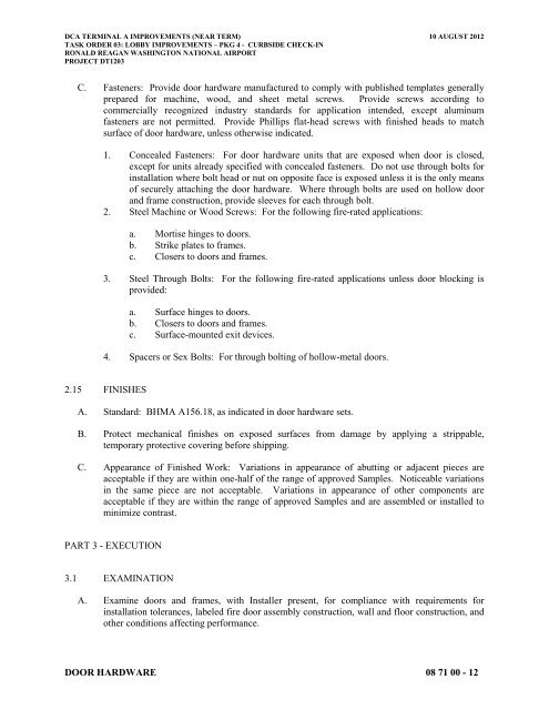 Attachment 1: Specifications - Metropolitan Washington Airports ...