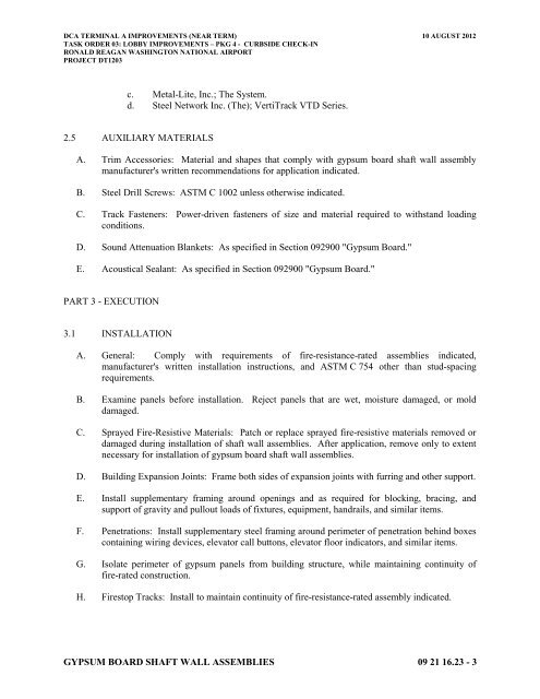 Attachment 1: Specifications - Metropolitan Washington Airports ...