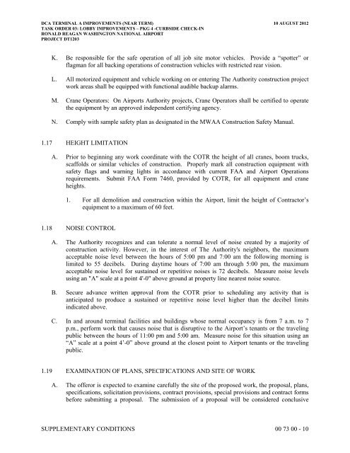 Attachment 1: Specifications - Metropolitan Washington Airports ...