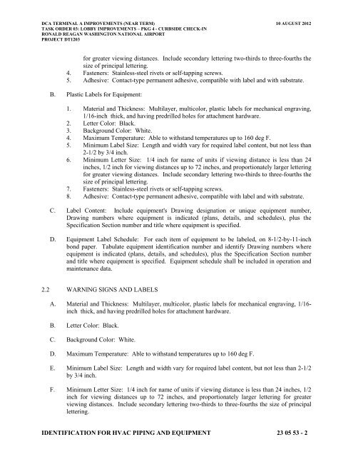 Attachment 1: Specifications - Metropolitan Washington Airports ...