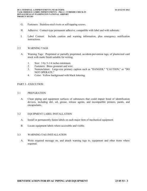 Attachment 1: Specifications - Metropolitan Washington Airports ...