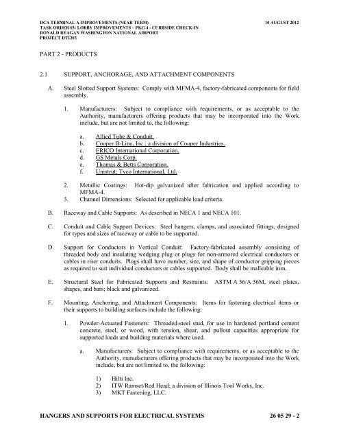 Attachment 1: Specifications - Metropolitan Washington Airports ...