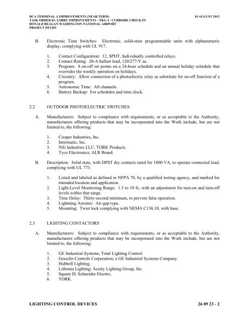 Attachment 1: Specifications - Metropolitan Washington Airports ...