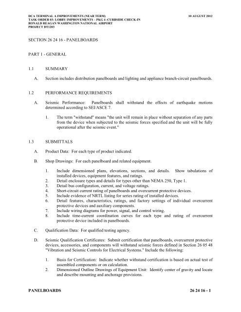 Attachment 1: Specifications - Metropolitan Washington Airports ...