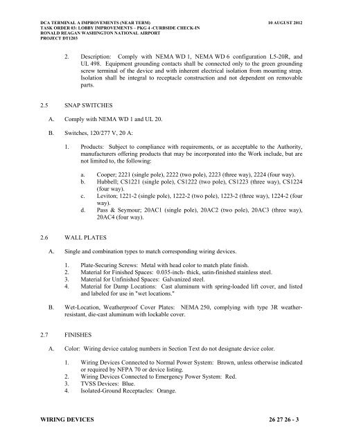 Attachment 1: Specifications - Metropolitan Washington Airports ...