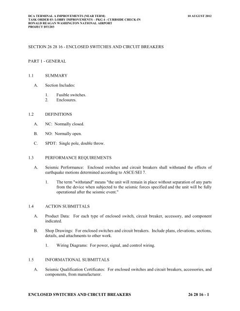 Attachment 1: Specifications - Metropolitan Washington Airports ...