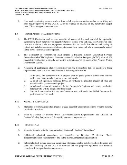 Attachment 1: Specifications - Metropolitan Washington Airports ...