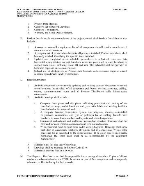 Attachment 1: Specifications - Metropolitan Washington Airports ...