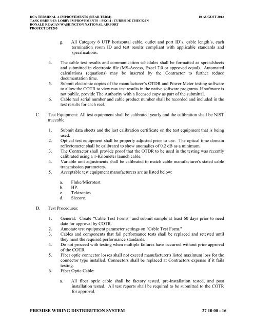 Attachment 1: Specifications - Metropolitan Washington Airports ...