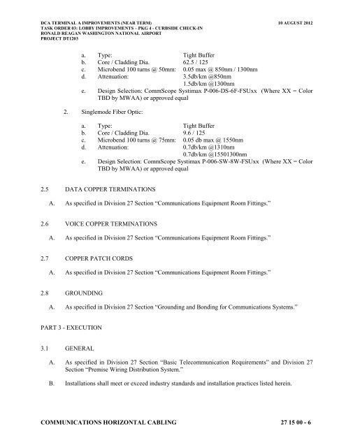 Attachment 1: Specifications - Metropolitan Washington Airports ...