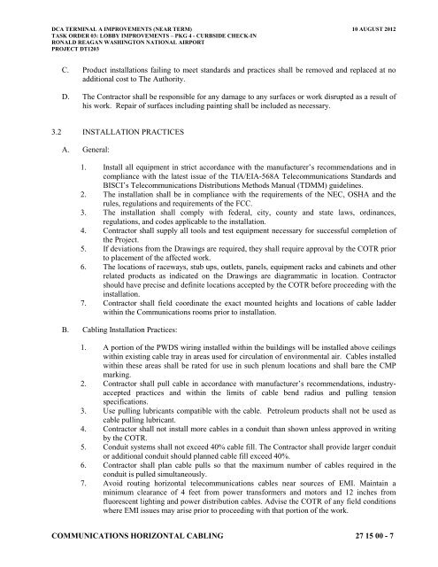 Attachment 1: Specifications - Metropolitan Washington Airports ...