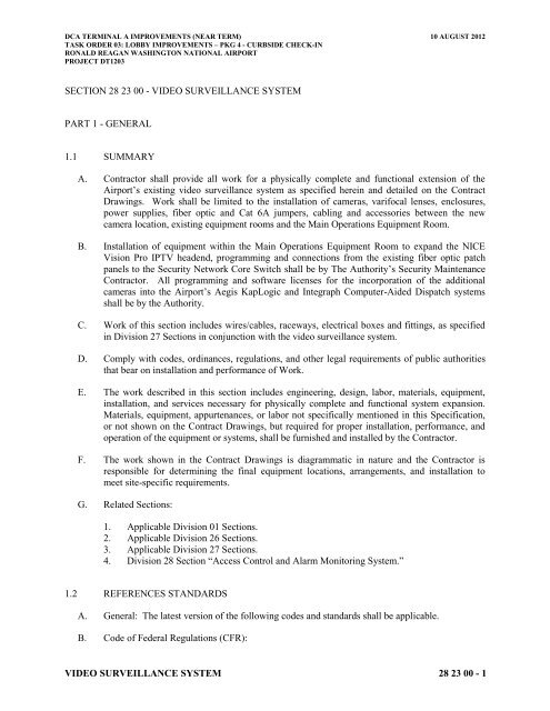 Attachment 1: Specifications - Metropolitan Washington Airports ...