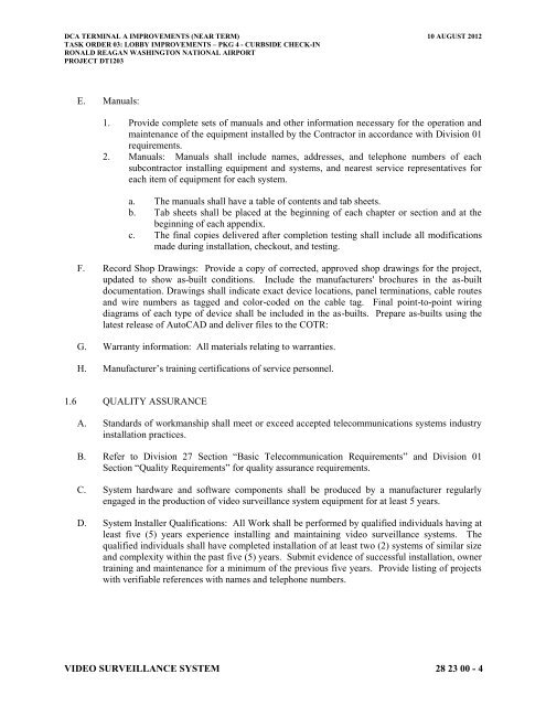 Attachment 1: Specifications - Metropolitan Washington Airports ...