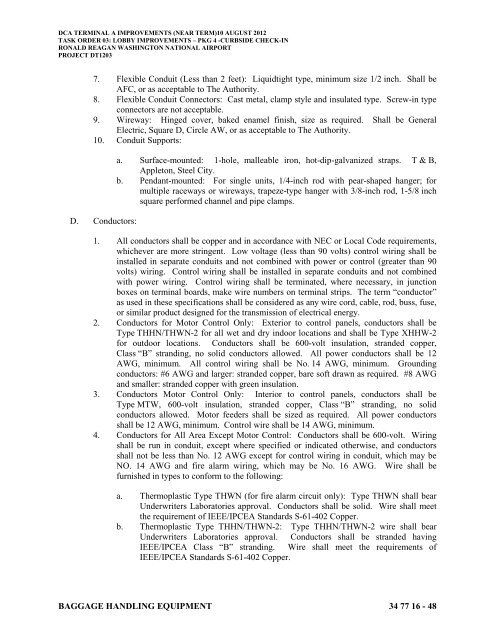 Attachment 1: Specifications - Metropolitan Washington Airports ...