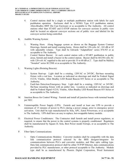 Attachment 1: Specifications - Metropolitan Washington Airports ...