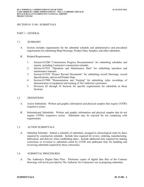 Attachment 1: Specifications - Metropolitan Washington Airports ...