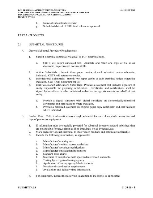 Attachment 1: Specifications - Metropolitan Washington Airports ...