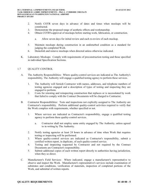 Attachment 1: Specifications - Metropolitan Washington Airports ...