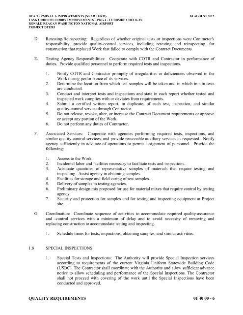 Attachment 1: Specifications - Metropolitan Washington Airports ...