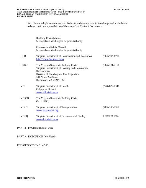 Attachment 1: Specifications - Metropolitan Washington Airports ...