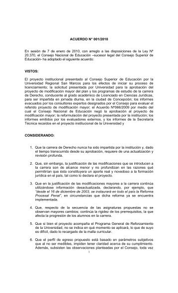 ACUERDO N° 001/2010 En sesión de 7 de enero de 2010, con ...