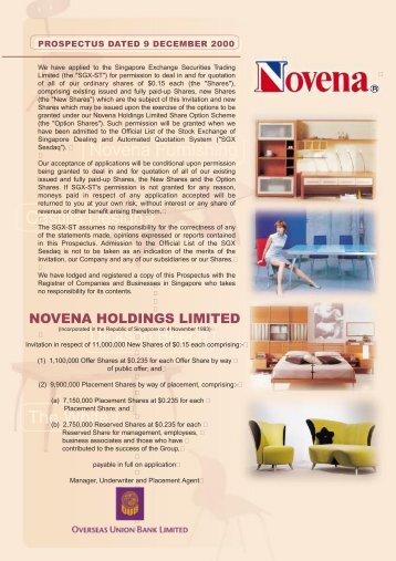 NOVENA HOLDINGS LIMITED