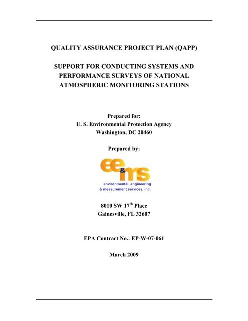 quality assurance project plan (qapp) - National Atmospheric ...