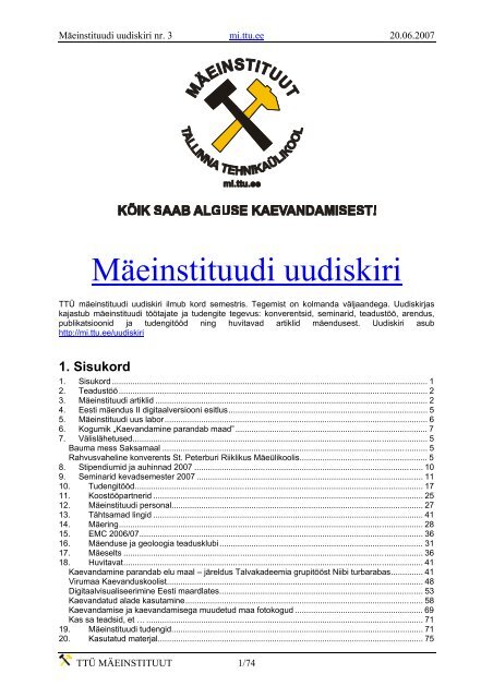 MÃ¤einstituudi uudiskiri - of / [www.ene.ttu.ee] - Tallinna TehnikaÃ¼likool