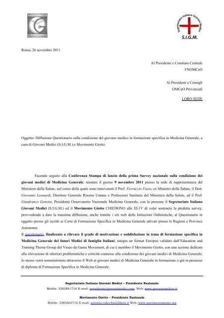 Roma, 26 novembre 2011 Al Presidente e Comitato ... - OMCEO VR