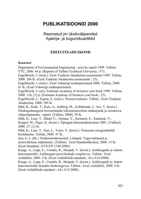 PUBLIKATSIOONID 2000 - Tallinna TehnikaÃ¼likooli raamatukogu