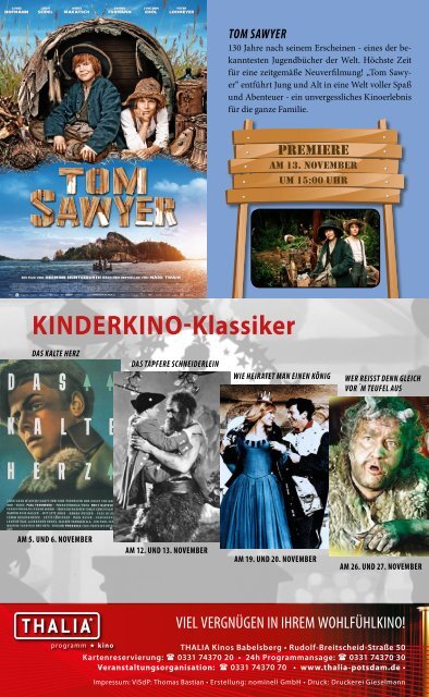 3. bis 9. November Spielwoche 44 - Thalia Kino