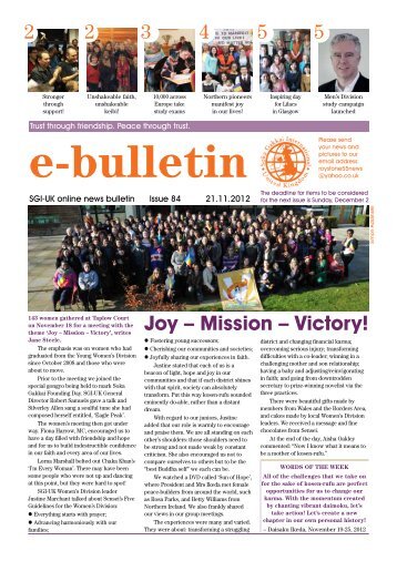 2 2 4 5 5 3 Joy – Mission – Victory! - SGI-UK E-Bulletin and Podcast