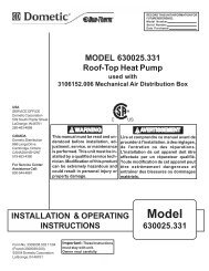 Dometic Duotherm Brisk Air Conditioner 630025 Heat Pump