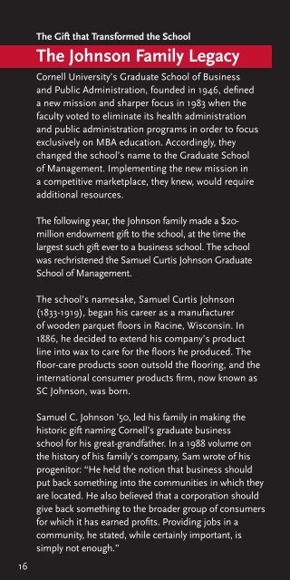 Traditions Brochure - Johnson Graduate School of Management ...