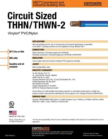 Circuit Sized THHN/THWN-2 - Cerro Wire and Cable Company