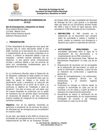 plan hospitalario de emergencias - CaliSaludable.gov.co