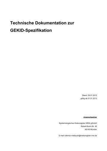 Technische Dokumentation zur GEKID-Spezifikation - Krebsregister ...