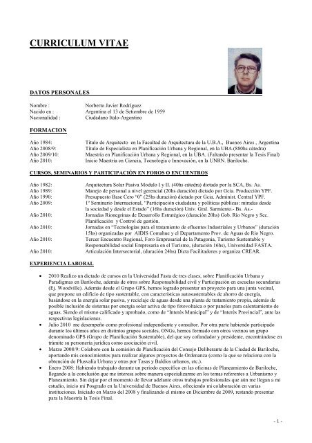 CV- Norberto Rodriguez - Universidad Nacional de Río Negro