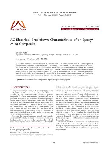 AC Electrical Breakdown Characteristics of an Epoxy/ Mica Composite