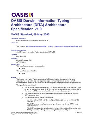 OASIS Darwin Information Typing Architecture (DITA) - OASIS Open ...