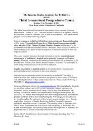 Third International Postgraduate Course - Dr. Beat Richner