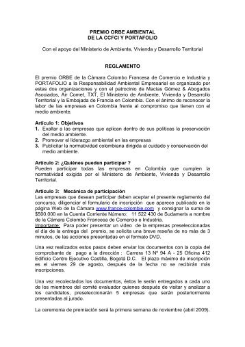 Reglamento - Premio ORBE Ambiental de la CCFCI y Portafoliâ